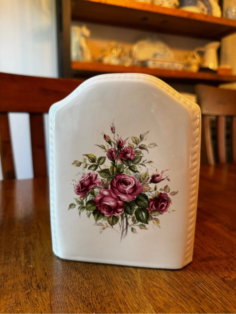 Vtg VB Athena Ceramic Rose Rhapsody  Tissue Box Cover  90s Cottage Core